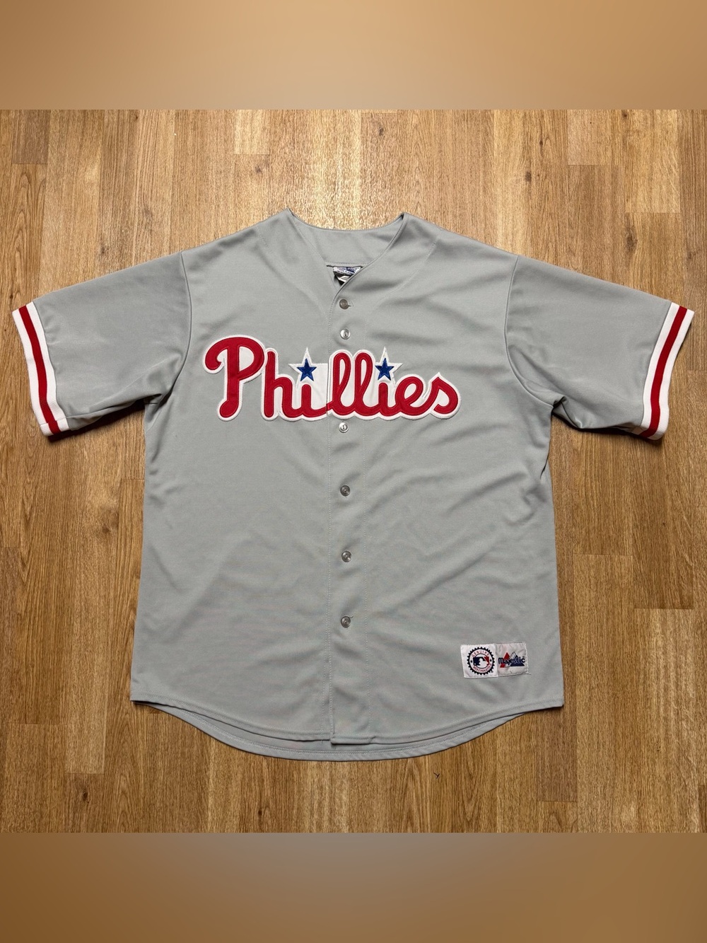 Vintage Y2K Majestic Philadelphia Phillies MLB Baseball Jersey Men’s XL Grey